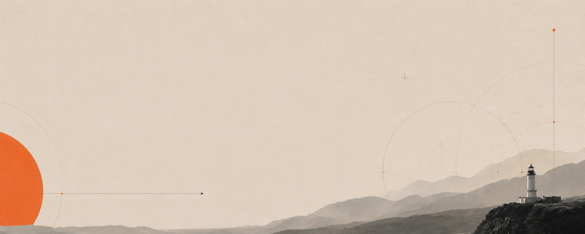 Minimal coastal horizon and lighthouse