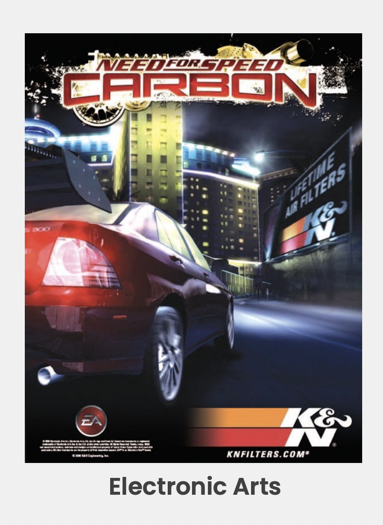 K&N and Electronic Arts Need for Speed Carbon partnership creative