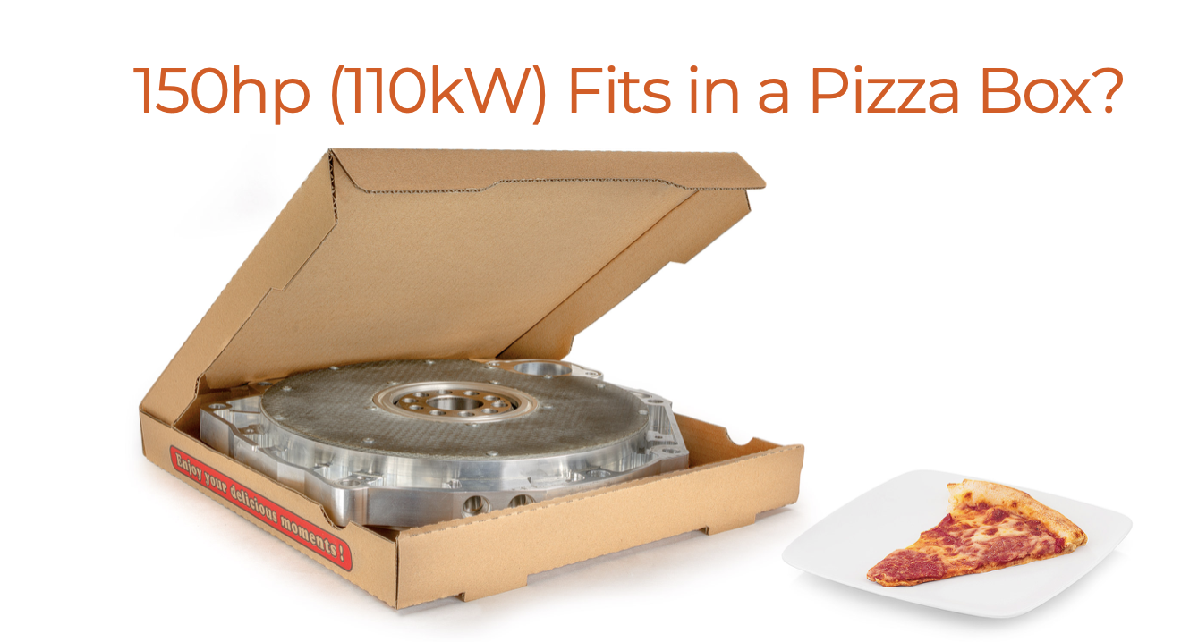 Vonnen Shadow Drive 150-horsepower electric motor-generator packaged inside a pizza box