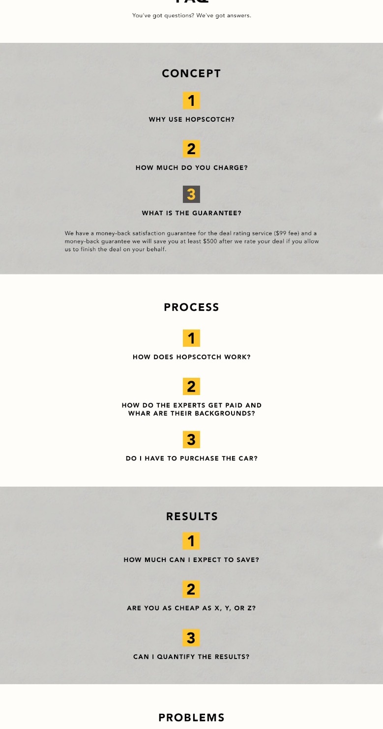 Hopscotch FAQ design